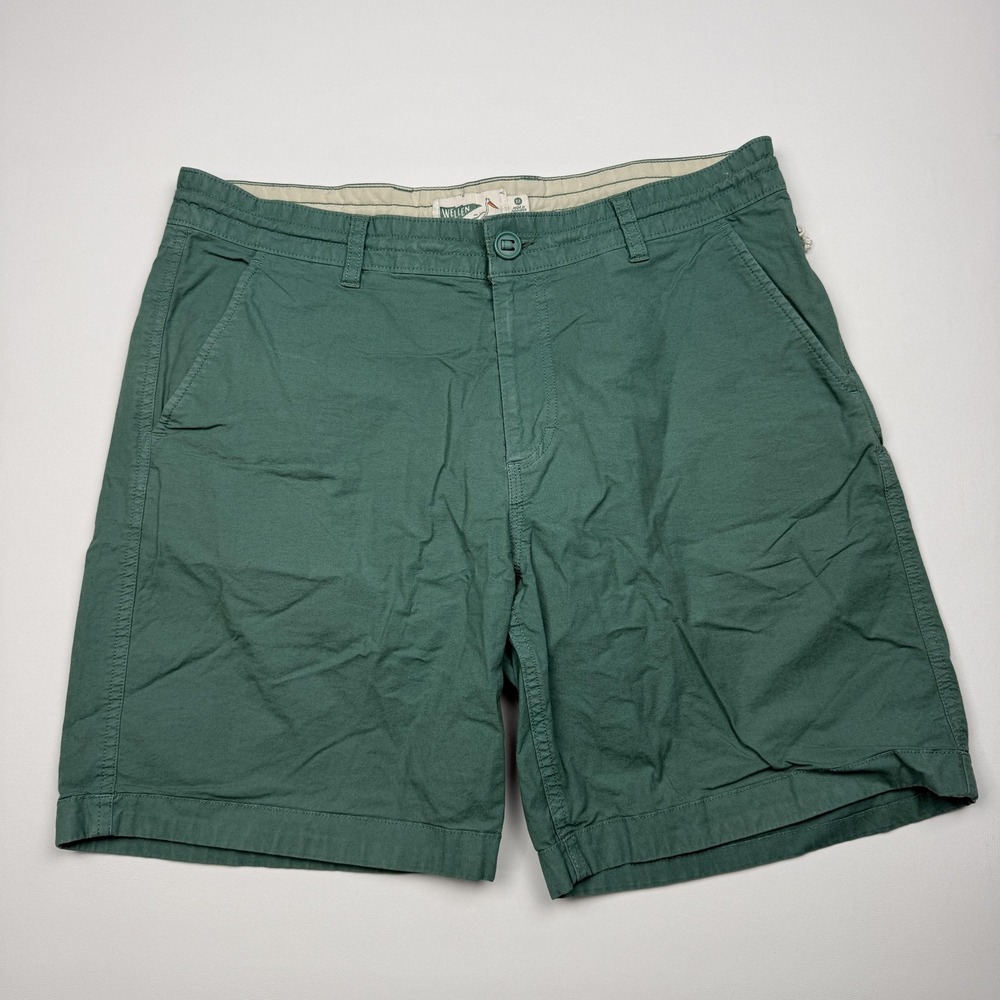 Wellen Hybrid Shorts Mens 32 Green Chino Stretch Drawstring 7 Inseam Casual